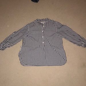 Black and white check blouse